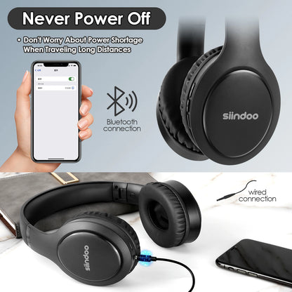 Siindoo JH-919 Foldable Wireless Headphones – Bluetooth Stereo Earphones with Mic & Super Bass, 4 Colors for iPhone, Laptop, PC