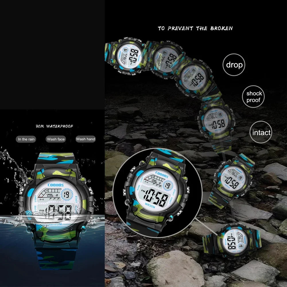 Kids Sport Digital Watch - Waterproof LED Electronic Watch with Luminous Display & Week Function