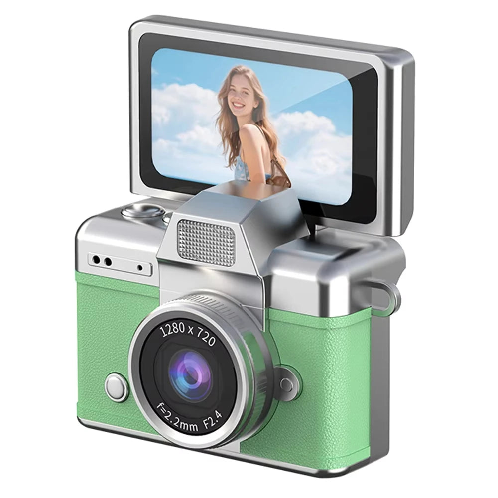 Ourlife Mini Keychain Camera - 1.47-Inch Flip Screen Retro CCD HD Digital Video Recorder