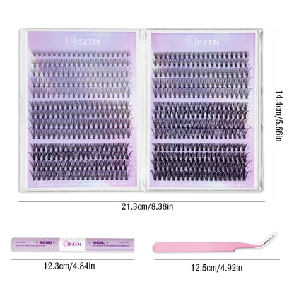 DIY Lash Clusters Kit – Wispy Natural C Curl Eyelash Extensions 8–16mm with Bond & Seal for Salon-Style Eyelash Makeup