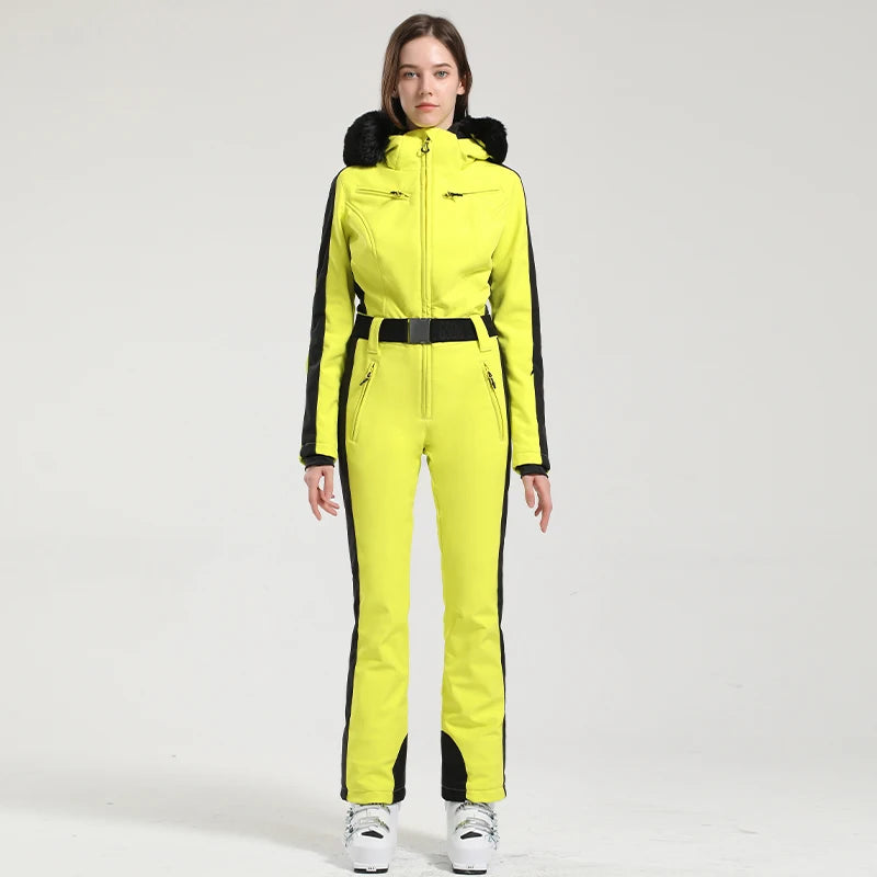 Gsou Women’s Winter Snow Jumpsuit – One-Piece Ski Suit, Thermal Waterproof & Windproof Outdoor Sportswear for Snowboarding