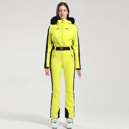 Gsou Women’s Winter Snow Jumpsuit – One-Piece Ski Suit, Thermal Waterproof & Windproof Outdoor Sportswear for Snowboarding