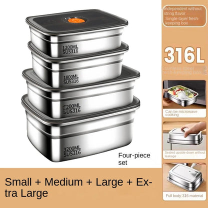 304 Stainless Steel Leak-Proof Bento Lunch Box – Sealed Food Storage Container for Fridge, Freezer & Camping
