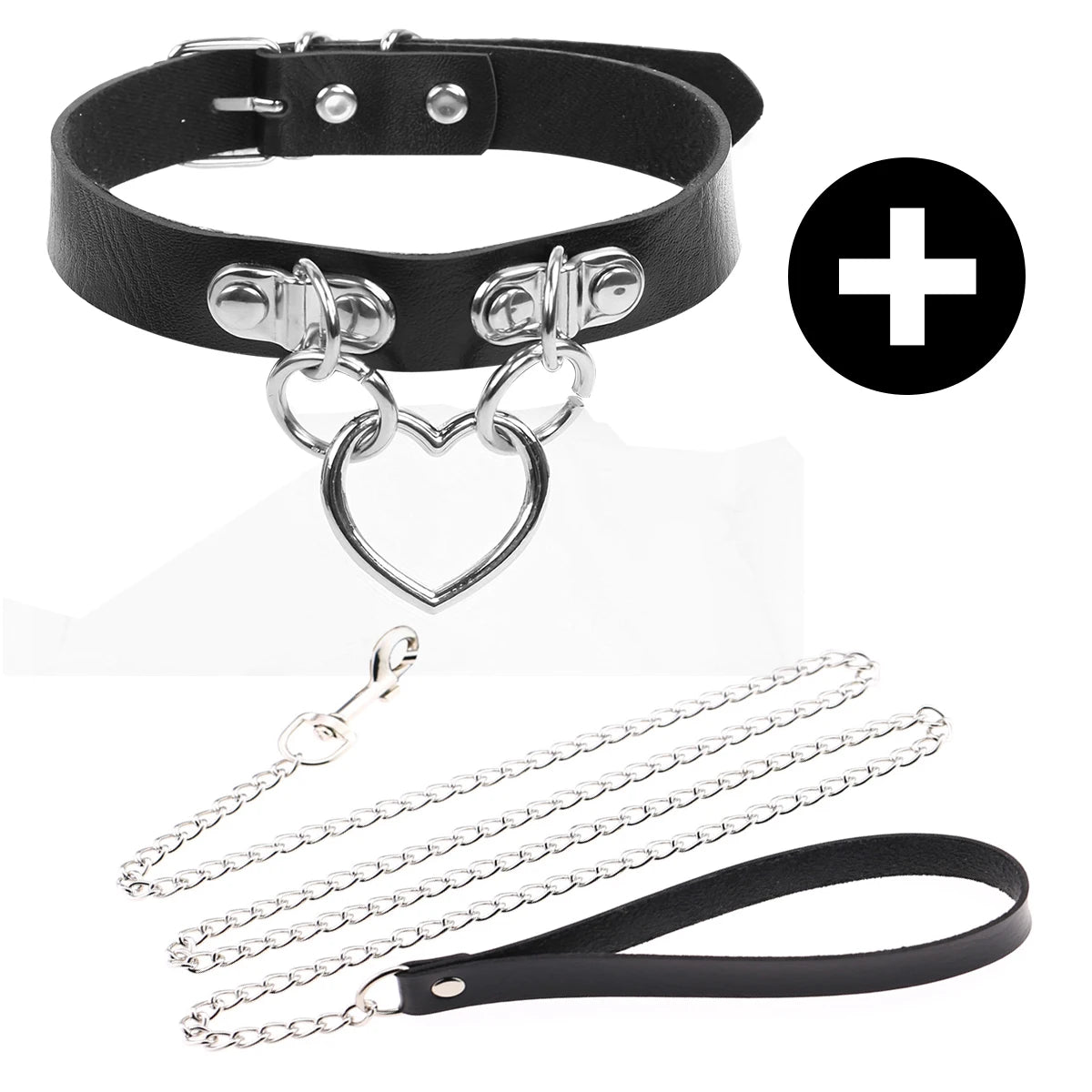 Gothic Punk PU Leather O-Ring Choker - Adjustable Collar Necklace for Women, Halloween & Alternative Fashion