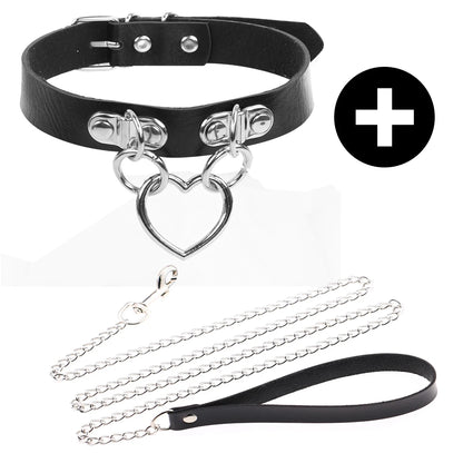Gothic Punk PU Leather O-Ring Choker - Adjustable Collar Necklace for Women, Halloween & Alternative Fashion