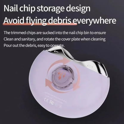Electric Nail Clipper & Grinder – Rechargeable 3-Speed Nail Cutter, Low Noise, Safe & Easy Operation for Adults, Kids, and Nursing Care