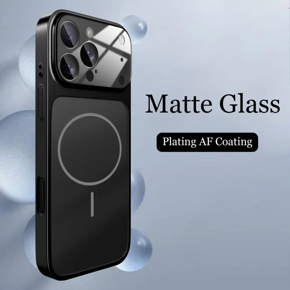 Original Glass Nano Matte Case – Magnetic MagSafe Wireless Charging Armor Cover for iPhone 17 Pro Max, 16, 15, 14, 13 Pro Max, 17 Air