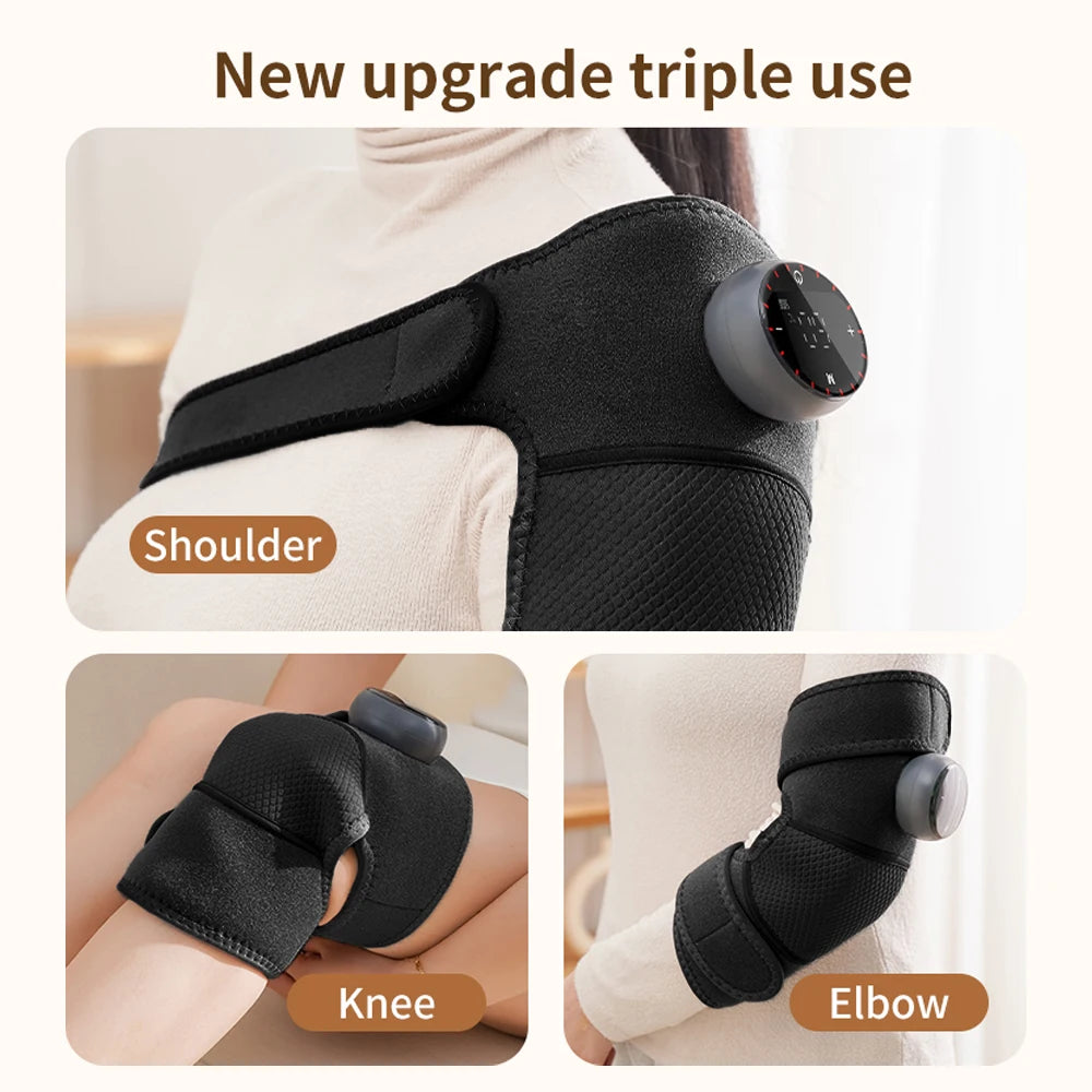 USB Heated Knee Massager - Far Infrared Joint Support Pad with 5-Level Heat and Massage Controls