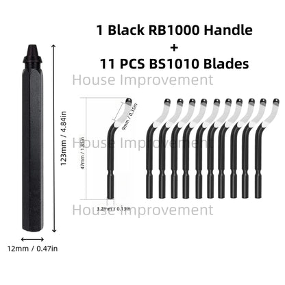 11-Piece Deburring Tool Set - High-Speed Steel Swivel Blades for Metal, Plastic, PVC, Copper, Aluminum & Resin
