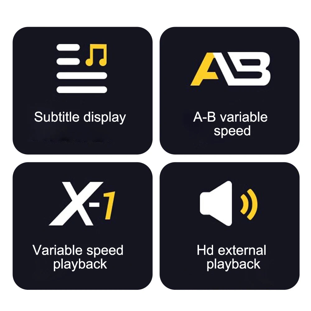 MP3 Music Player with Bluetooth 5.4 - HiFi MP4 Walkman, Full Touch Screen, Built-in Speaker, Recorder, Camera, FM & E-book