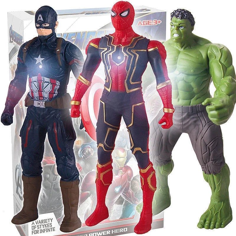 17cm Marvel Spider-Man & Iron Man Action Figures – Luminous Anime Toys for Kids & Collectors