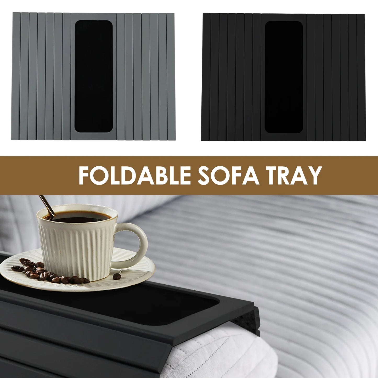 Wooden Sofa Arm Tray – Folding Design, Sturdy & Convenient Tray for Storage and Home Use