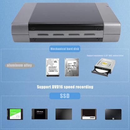 5.25-inch USB 2.0/3.0 SATA External Optical Drive Case – Enclosure Adapter for Windows, Mac & PC