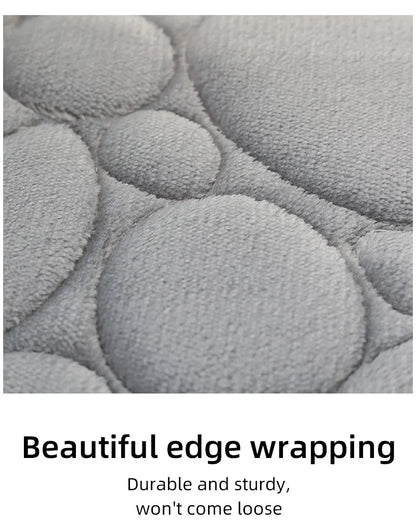 Solid Color Simple Bathroom Mat Set - Water-Absorbing, Non-Slip Stone Pattern, Comfortable & Soft (3PC)
