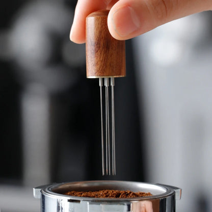 Stainless Steel Espresso Coffee Tamper & Distributor – Powder Leveler with WDT Stirring Tool for Barista & Café Accessories