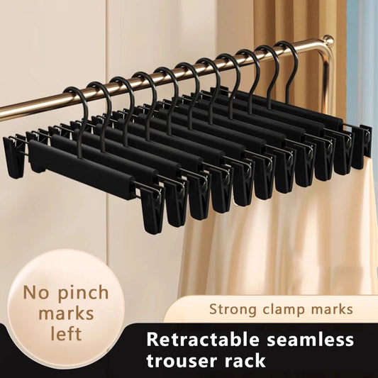 5PCS Adjustable Pants Hangers - Space Saving Anti Slip Metal Clips Rack for Skirts, Clothes, Socks & Lingerie Organizer