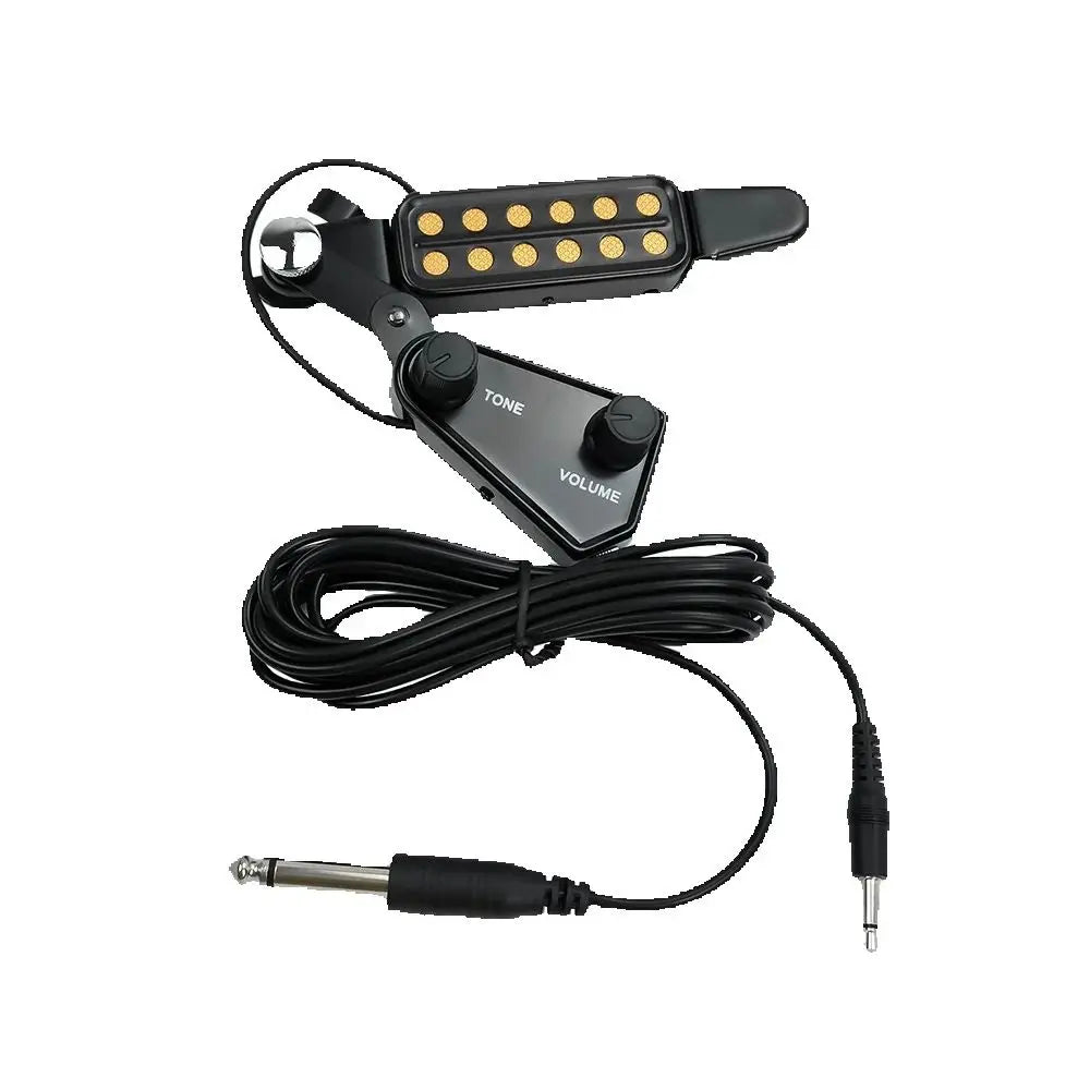12-Hole Acoustic Guitar Sound Hole Magnetic Pickup – Transducer with Tone & Volume Control and Audio Cable for Amplified Sound System