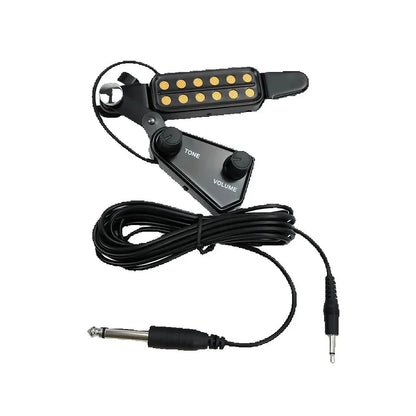 12-Hole Acoustic Guitar Sound Hole Magnetic Pickup – Transducer with Tone & Volume Control and Audio Cable for Amplified Sound System