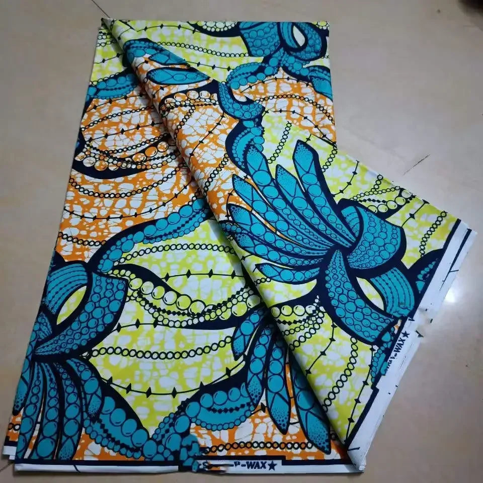African Wax Print Fabric 6 Yards - Ghana Kente Design Ankara Kitenge Pagne