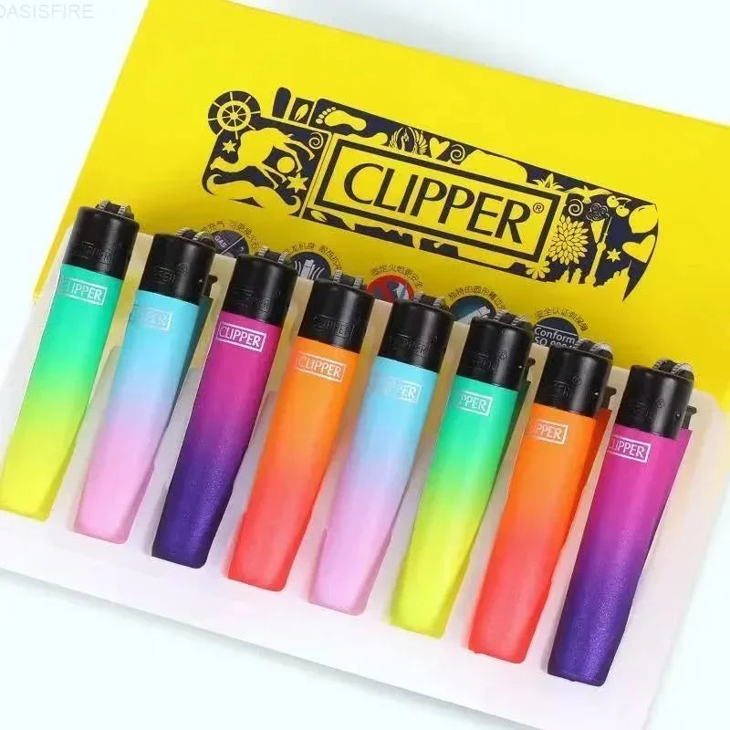 Clipper Dual Color Gradient Windproof Lighter – Open Flame Gear Cigarette Lighter with Metal Grinding Wheel