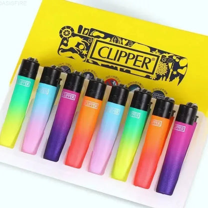 Clipper Dual Color Gradient Windproof Lighter – Open Flame Gear Cigarette Lighter with Metal Grinding Wheel