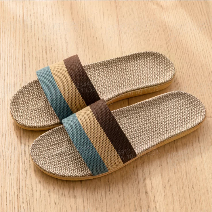 Unisex Fabric Summer Slippers – Breathable Soft Slip-On Indoor Home Shoes