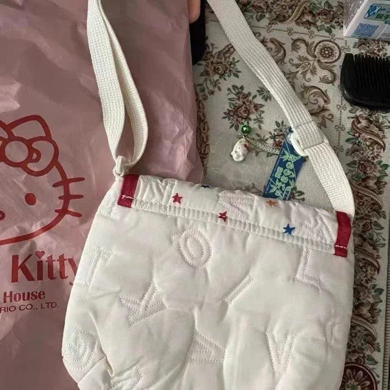 Hello Kitty Cute Tote Bag — Y2K Kawaii Anime Embroidered Shoulder & Makeup Bag for Women & Girls