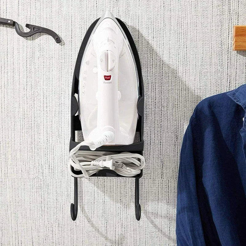 Keep Your Iron Handy: Portable Iron Holder - Wall Mount Ironing Board Hanger - Black and White Iron Storage Rack for Home or Hotel Use - Convenient Storage Solution