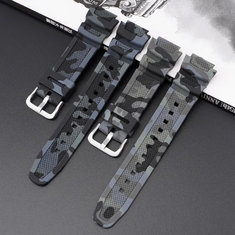 18mm Camouflage Silicone Watch Strap for Casio G-Shock AQ-S810W AE-1000W AE-1200/1300 SGW-300 W-215 F-108 - Sport Replacement Band