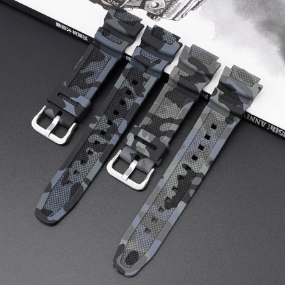 18mm Camouflage Silicone Watch Strap for Casio G-Shock AQ-S810W AE-1000W AE-1200/1300 SGW-300 W-215 F-108 - Sport Replacement Band