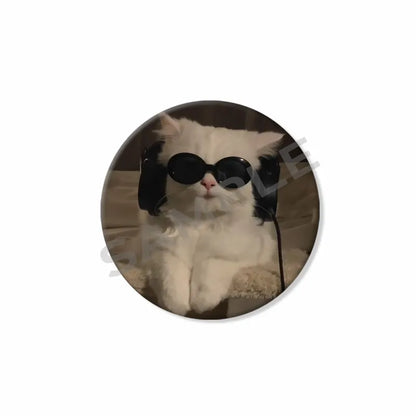 50mm Tinplate Cat Meme Button Pins – Funny Round Brooch Lapel Badge for Hats, Bags & Kids Gifts