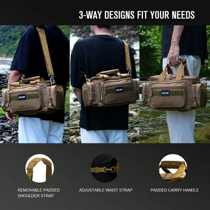 Goture 600D Oxford Fabric Fishing Bag - Durable High Capacity Crossbody Shoulder Bag for Men, Outdoor Gear Storage