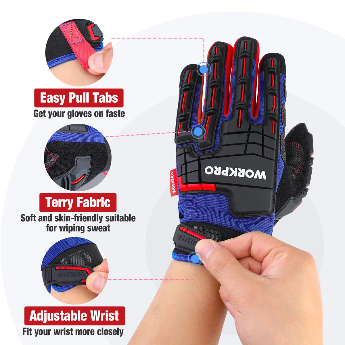 WORKPRO Heavy-Duty Tactical Work Gloves - Touchscreen Full-Finger Impact Protection Gloves for Military, Paintball & Shooting
