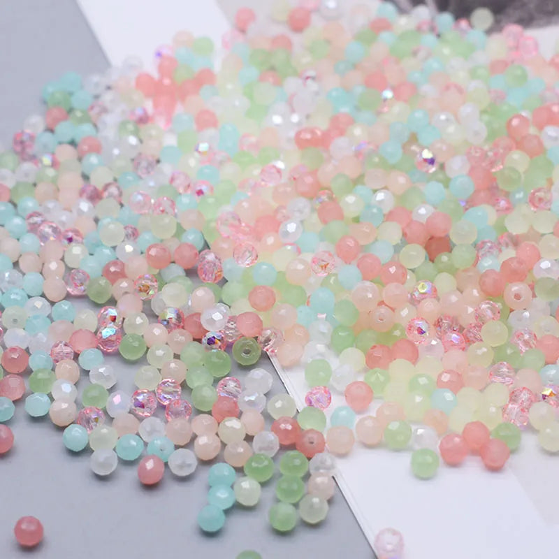 Mixed Color Crystal Glass Beads - 4mm Faceted Rondelle Spacer Beads for DIY Bracelet & Jewelry Making Crafts
