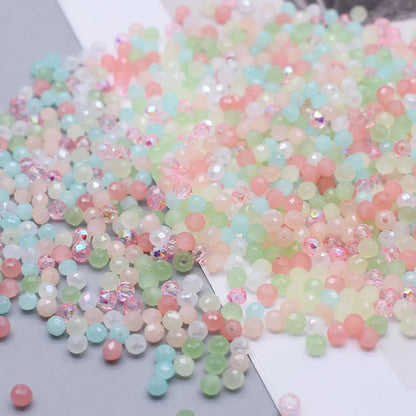 Mixed Color Crystal Glass Beads - 4mm Faceted Rondelle Spacer Beads for DIY Bracelet & Jewelry Making Crafts