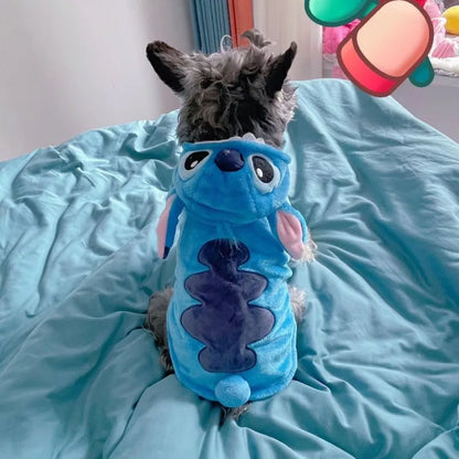 Disney Stitch Cartoon Pet Clothes – Soft, Comfortable, and Stylish Autumn & Winter Outfit for Small Pets