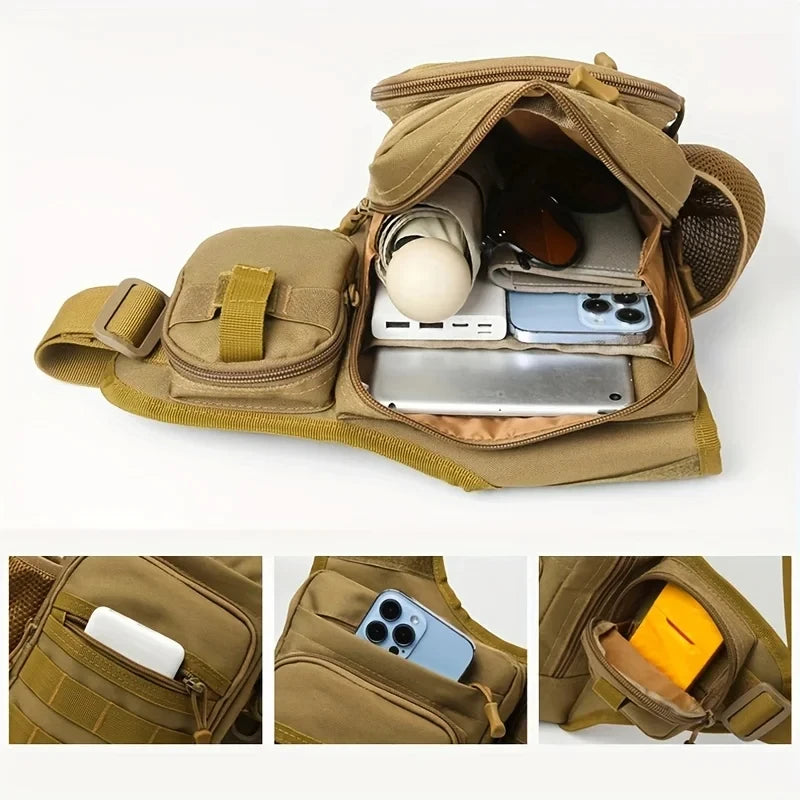 Camping Climbing Bag - Tactical Chest Pouch for Men, Cycling, Hiking, Travel, Outdoor Sports, Molle Crossbody Fanny Pack