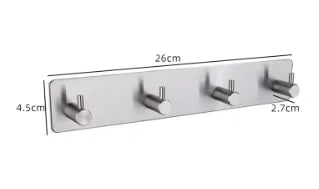 Stainless Steel Self-Adhesive Wall Hooks – Rustproof 3M Sticky Hooks for Towels, Robes, Coats, and Clothes in Bathroom or Kitchen