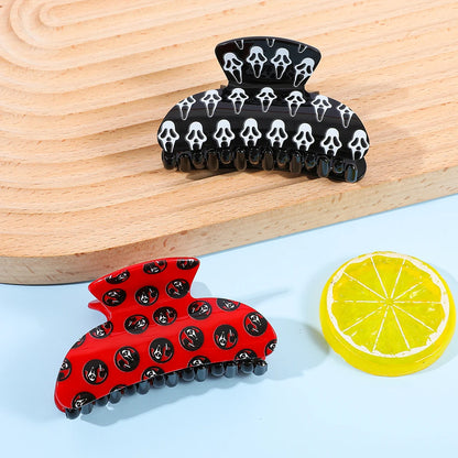 Skull Pattern Hair Claw | Red & Black Multi-Functional Hair Accessory