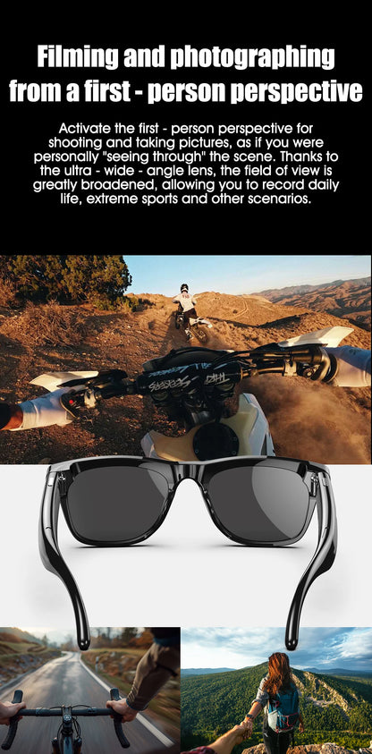 AI Smart Glasses with Camera — Bluetooth Calls, Voice Assistant, Navigation, Waterproof Smart Sports Wearable
