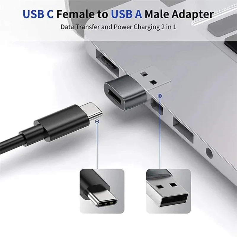 USB-C to USB Adapter – Type-C Male to Female Converter for Phones, PCs, and Laptops, 1/2/5pcs Pack