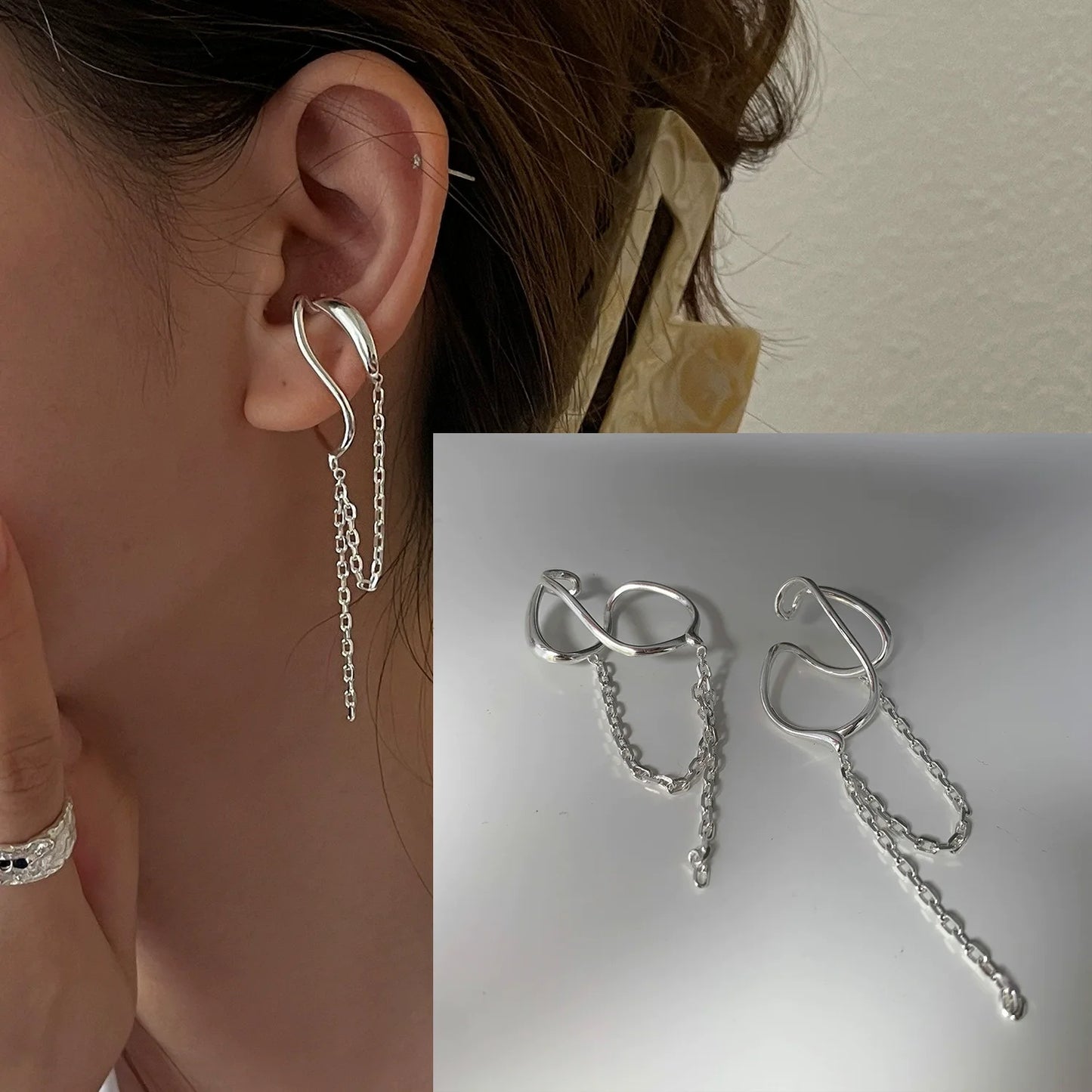 PANJBJ925 Sterling Silver Hoop Earrings - Frosted Geometric Design Fashion Jewelry Gift for Women