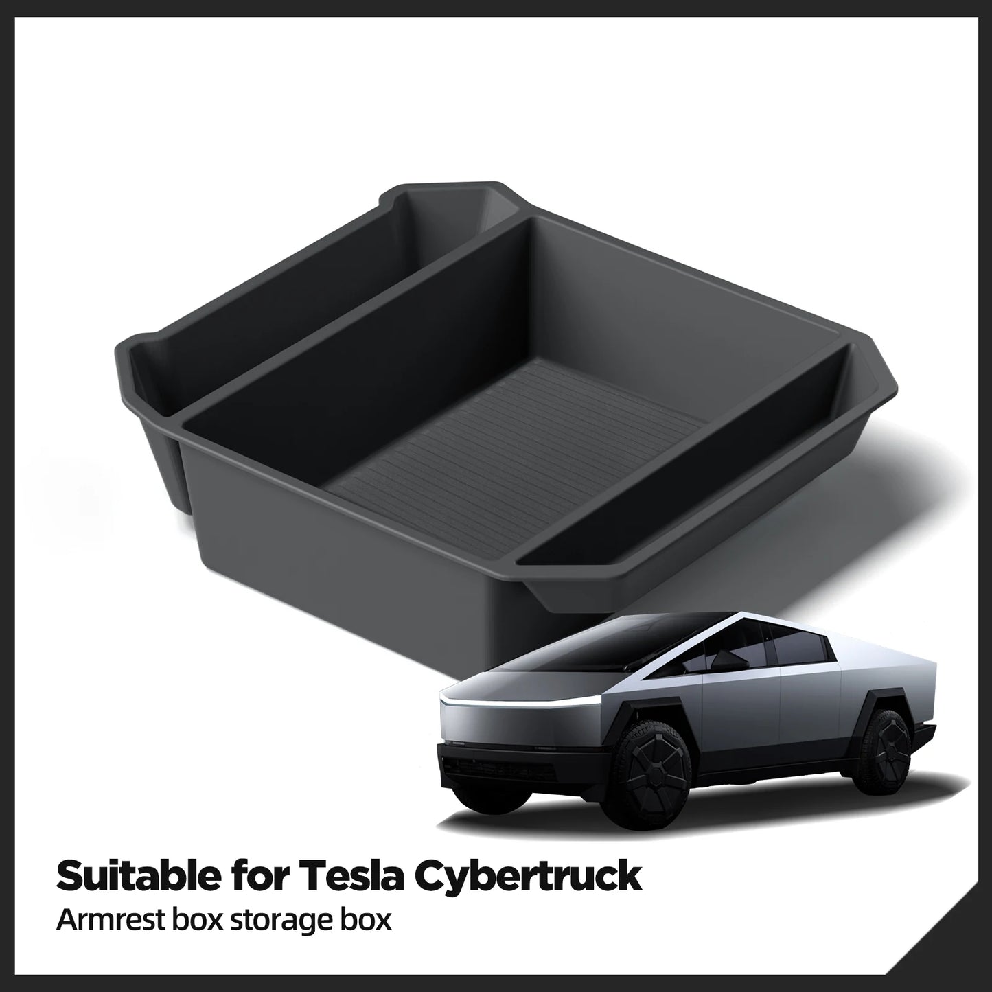 Tesla Cybertruck Center Console Storage Organizer – Armrest Box Tray for Car Interior Tidying & Pickup Accessories