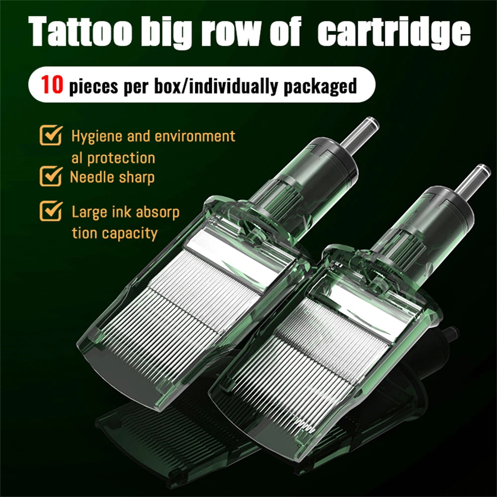 10PCS Large Cartridge Tattoo Needles – Professional Big Tip Tattoo Equipment for Precision Tattooing Tool Set