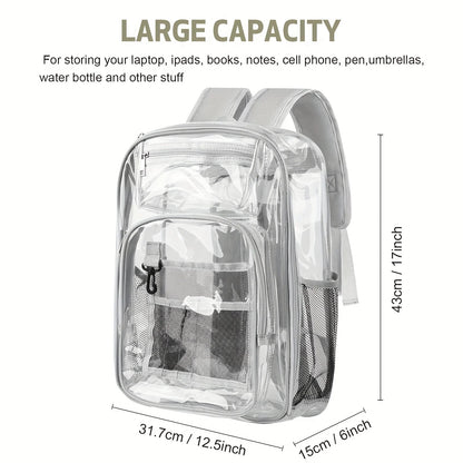 Clear PVC Backpack – Large Heavy Duty See-Through Bookbag with Reinforced Straps for School