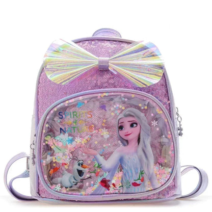 Disney Frozen Elsa & Anna Sequins Backpack - Fashion Glitter PU Leather School Bag for Girls, Kawaii Travel Backpack & Christmas Gift