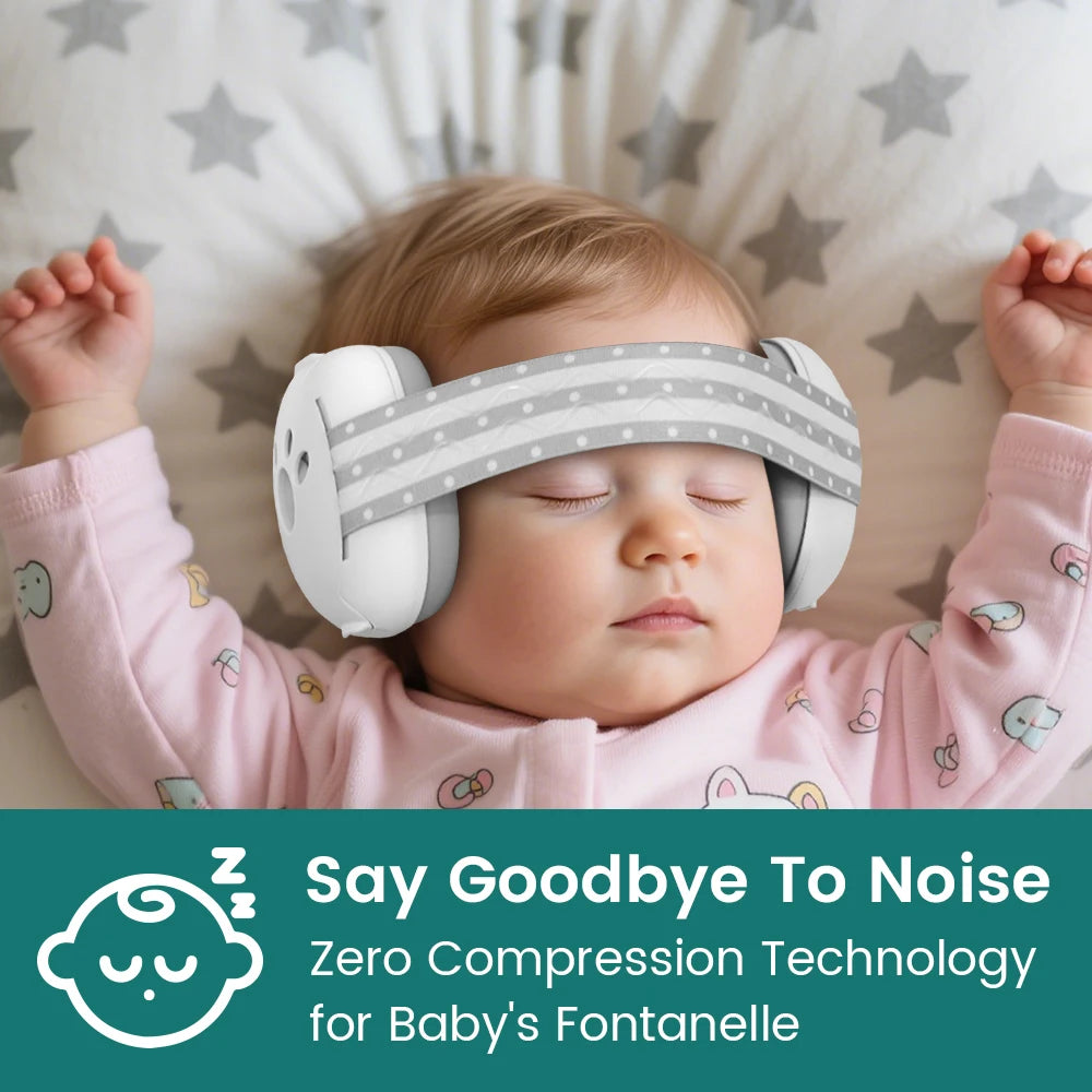 Baby Noise-Reducing Earmuffs - Infant Ear Protection with Soft Elastic Headband for Flights and Noisy Environments