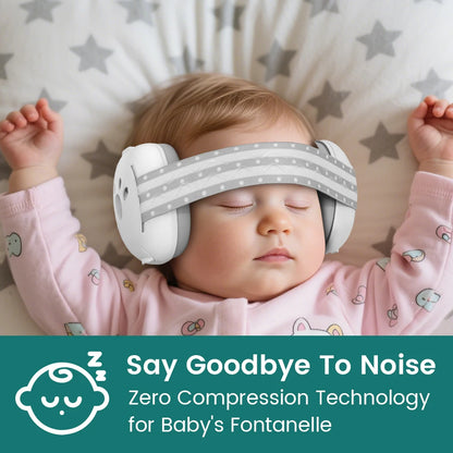 Baby Noise-Reducing Earmuffs - Infant Ear Protection with Soft Elastic Headband for Flights and Noisy Environments