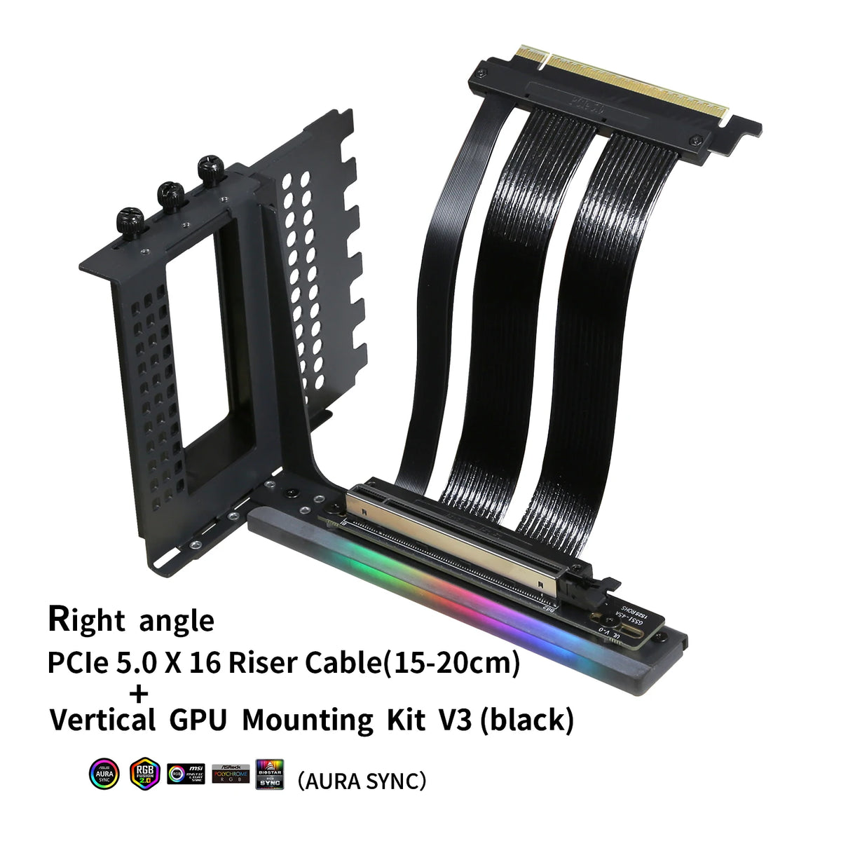 PCIe 5.0 X16 GPU Riser Cable - Gen5 128GB/s Right-Angle Graphics Card Extension for Vertical PC Mounting