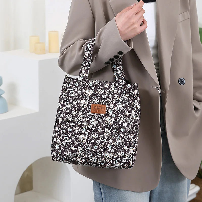 Fashionable Thickened Cotton Handbag — Large Capacity Tote, Mommy Bag, Lunch Box Storage Pouch, Commuter Handheld Bag
